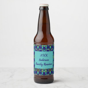 Family Reunion Geometric Tie-dye Yearly Gathering Beer Bottle Label