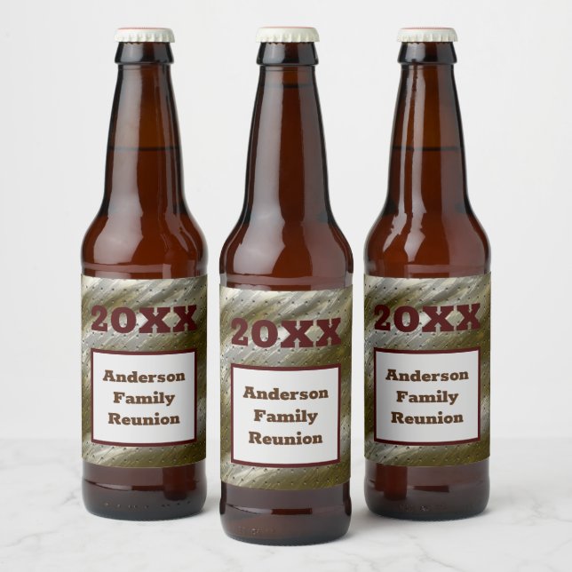 Family Reunion Gold Silve Stripe Abstract Keepsake Beer Bottle Label (Bottles)