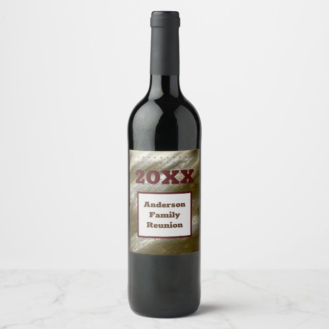 Family Reunion Gold Silve Stripe Abstract Keepsake Wine Label (Front)