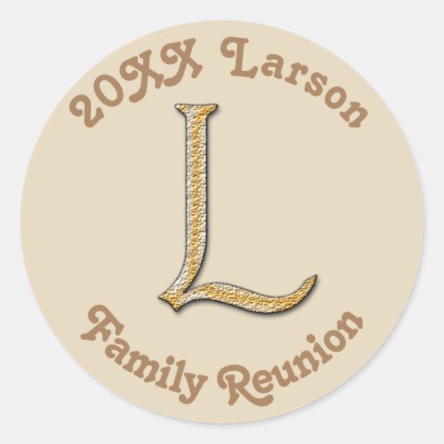 Family Reunion Gold Silver Letter L Monogram Classic Round Sticker (Front)