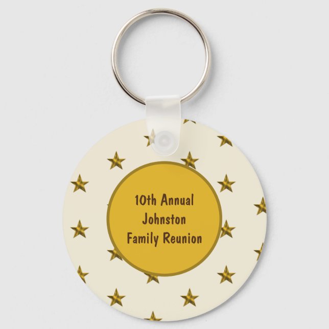 Family Reunion Gold Star Keepsake Annual Big Event Key Ring (Front)