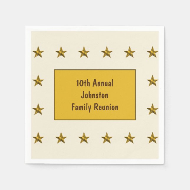 Family Reunion Gold Star Keepsake Annual Big Event Napkin (Front)