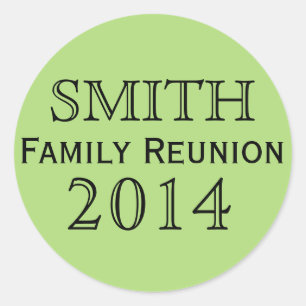 Family Reunion Green Background Classic Round Sticker