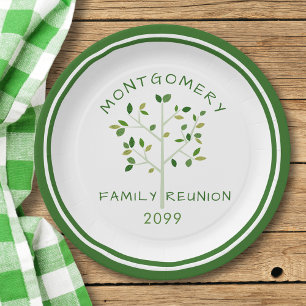 Family Reunion Green Family Tree Personalised Paper Plate