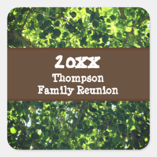 Family Reunion Green Leaves Outdoor Picnic Event Square Sticker
