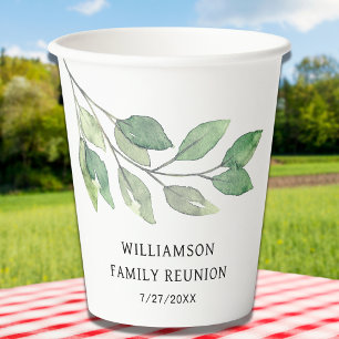 Family Reunion Green Personalised Paper Cups