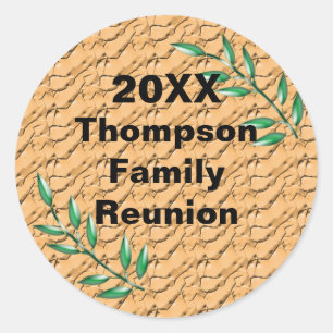 Family Reunion Green Tree Branch Keepsake Memento Classic Round Sticker