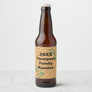 Family Reunion Green Tree Branch Large Gathering Beer Bottle Label