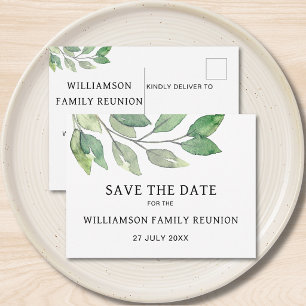 Family Reunion Greenery Save The Date Announcement Postcard