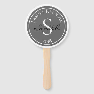 Family Reunion Grey Badge Hand Fan