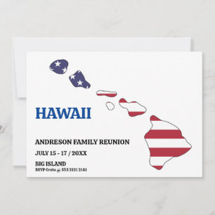 Family Reunion 🎉 HAWAII  State Map USA Flag  Invitation