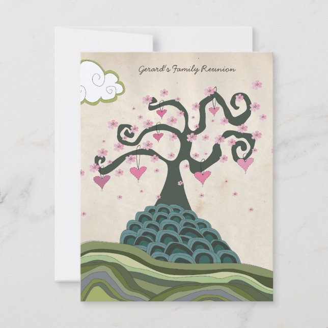 Family Reunion Heart Tree Modern Vector Invite (Front)