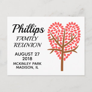 Family Reunion Heart Tree Reminder Postcard