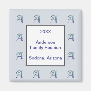 Family Reunion Inexpensive Keepsake Blue Letter A Magnet