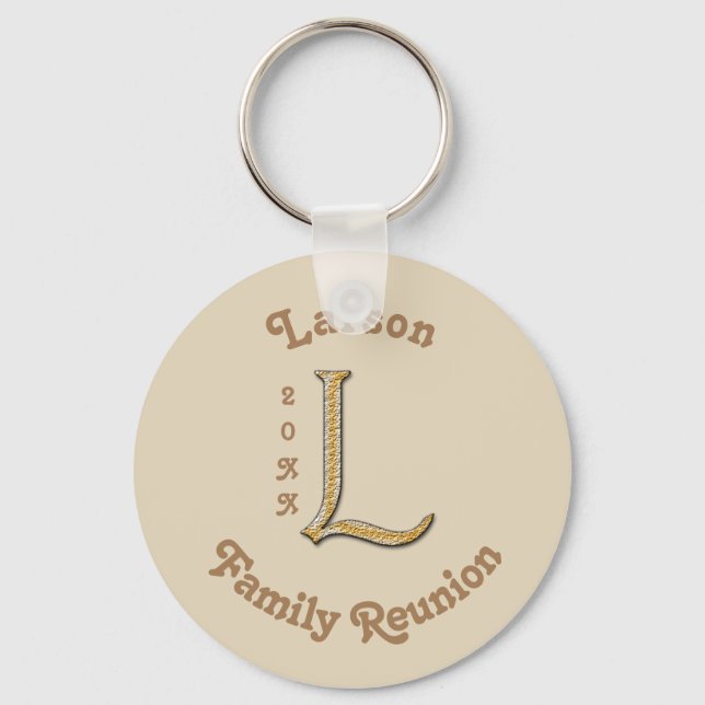 Family Reunion Inexpensive Keepsake Gold Letter L Key Ring (Front)