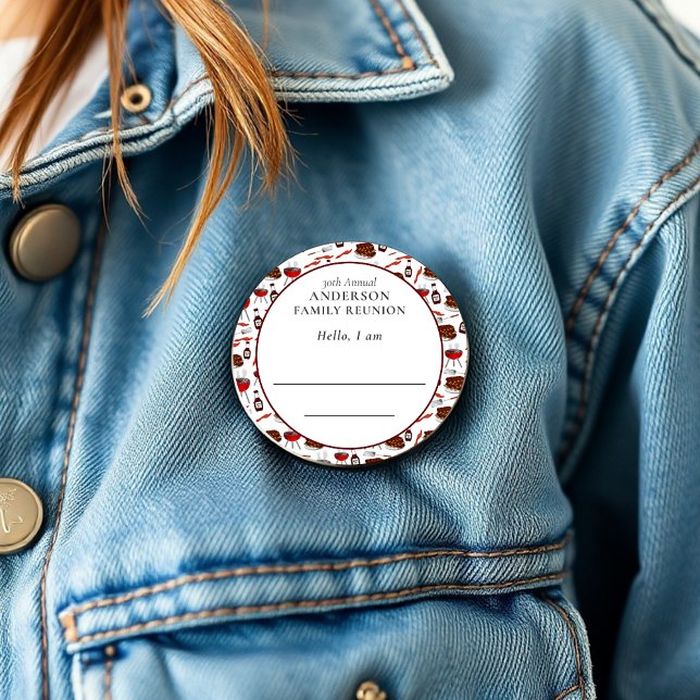 Family Reunion Introduction Barbecue Pattern 6 Cm Round Badge (Creator Uploaded)