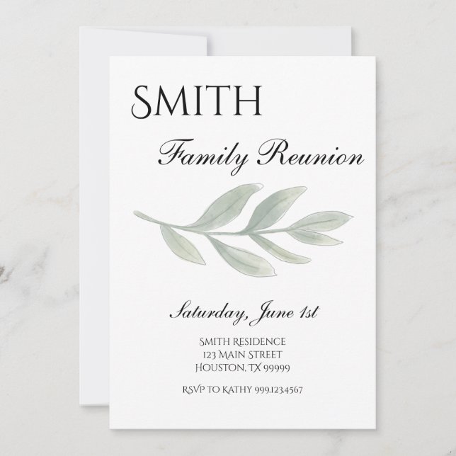 Family Reunion Invitation, Family Gathering Invite (Front)
