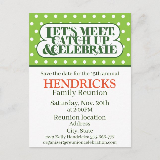 Family Reunion Invitation Postcard (Front)