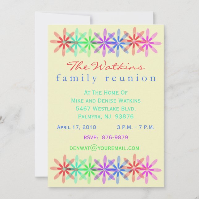 Family Reunion Invitations in Multi Colours (Front)