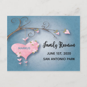 Family Reunion Invite Save The Date Heart Tree Postcard