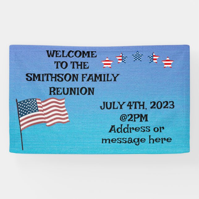 Family Reunion July 4th theme Party Banner (Horizontal)