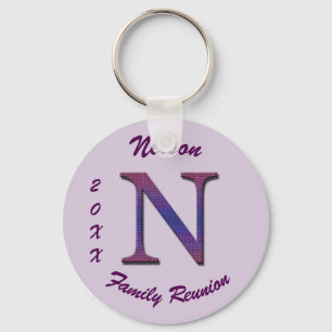 Family Reunion Keepsake Colourful Letter N Monogra Key Ring