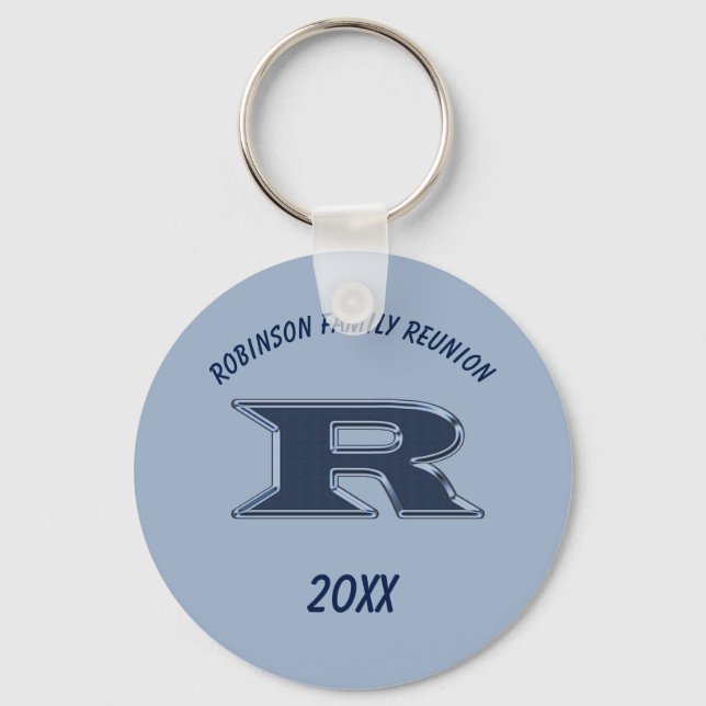 Family Reunion Keepsake Letter R Monogram Initial Key Ring (Front)