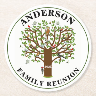 Family Reunion Keepsake Round Paper Coaster