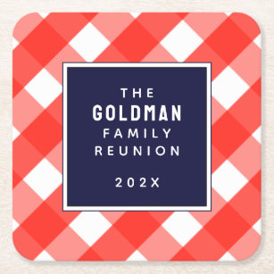 Family Reunion Keepsake Square Paper Coaster
