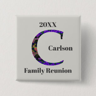 Family Reunion Keepsake Tie-dye Letter C Monogram 15 Cm Square Badge