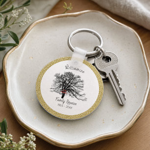 Family Reunion Keepsake Tree Gold Key Ring