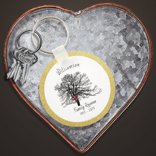 Family Reunion Keepsake Tree   Gold Key Ring