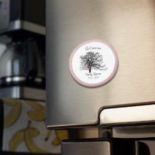 Family Reunion Keepsake Tree   Rose Gold Glitter Magnet