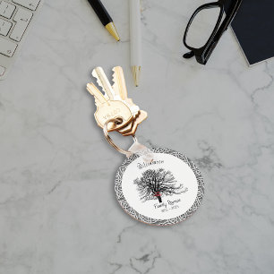 Family Reunion Keepsake Tree   Silver Celtic Key Ring