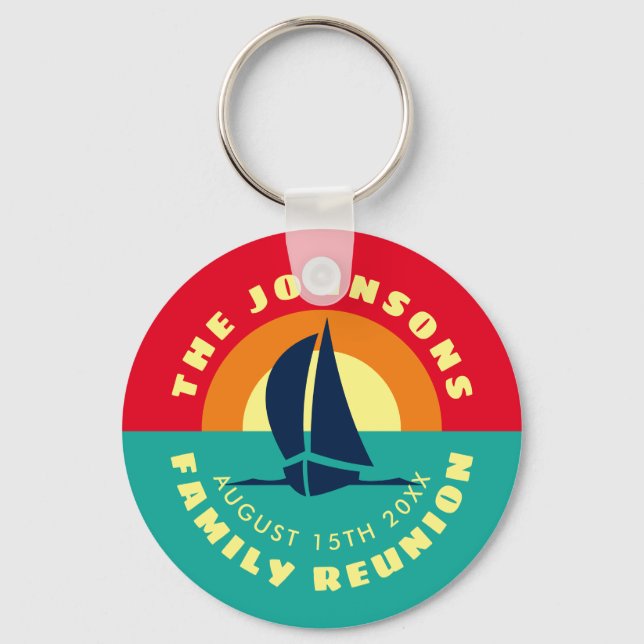 Family reunion keychain gift with custom date (Front)