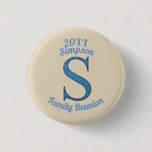 Family Reunion Large Blue Letter S Monogram 3 Cm Round Badge