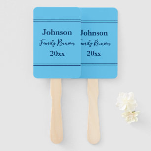 Family Reunion Light Blue Name Year Template Hand Fan