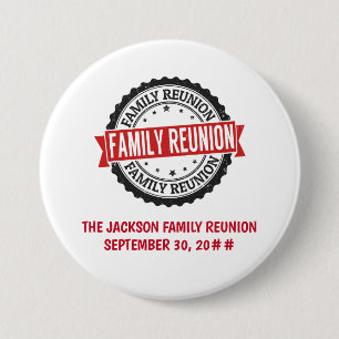 Family reunion logo black red 7.5 cm round badge
