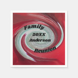 Family Reunion Meal Red White Swirled Artistic Napkin