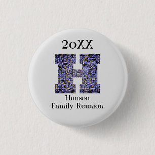 Family Reunion Memento Letter H Monogram Keepsake 3 Cm Round Badge