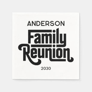 Family Reunion Minimalist Black White Personalized Napkin