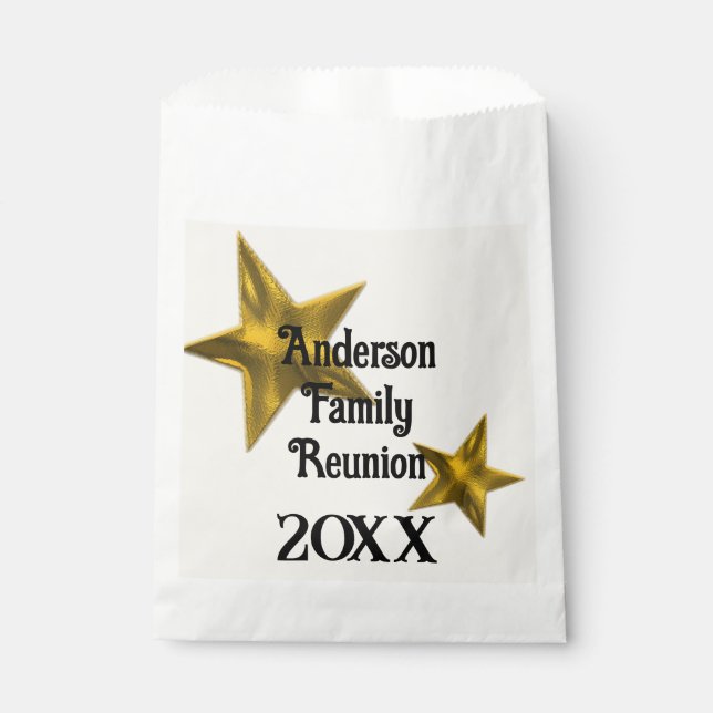 Family Reunion Minimalist Gold Star Annual Event Favour Bags (Front)