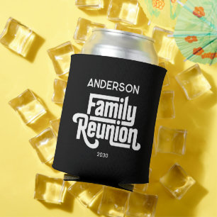 Family Reunion Modern Black White Potluck Drink Can Cooler