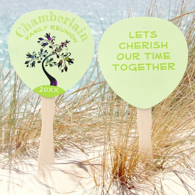 Family Reunion Modern Multicolor Floral Tree Hand Fan (Creator Uploaded)