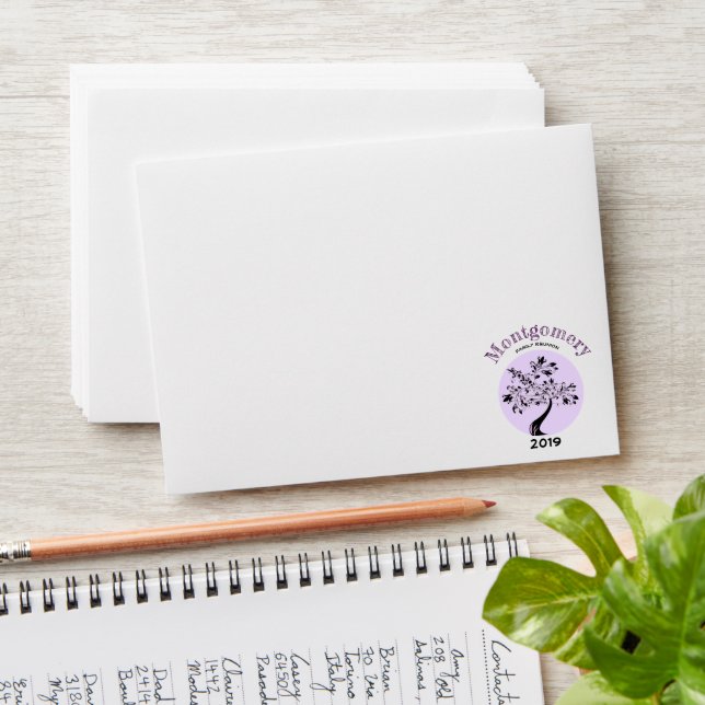 Family Reunion Modern Purple Tree Artwork Envelope (Stacked)