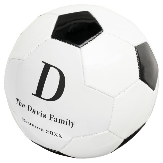 Family reunion monogram name simple soccer ball (Three Quarter)