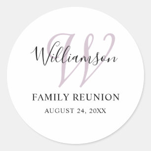Family Reunion Monogram Simple Classic Round Sticker