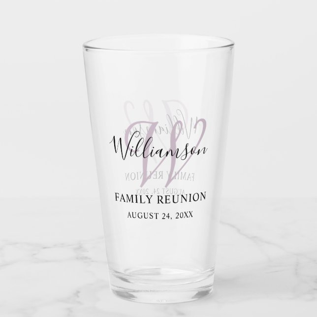Family Reunion Monogram Simple Glass (Front)