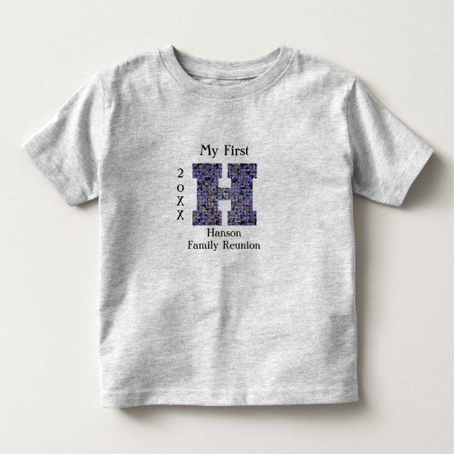 Family Reunion Mosaic Letter H Last Name Monogram Toddler T-Shirt (Front)