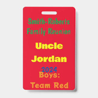 Family Reunion Name Card  ID Badge